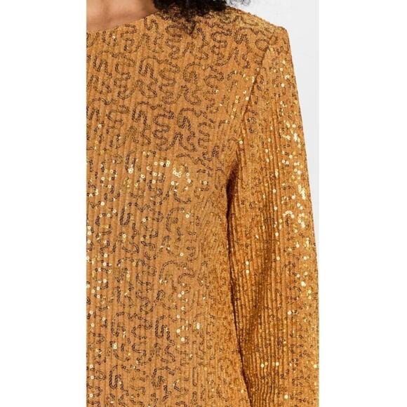 NEW STINE GOYA Odis Dress in Gold Sequins Long Sleeve Crewneck Size Small Formal - Picture 10 of 11